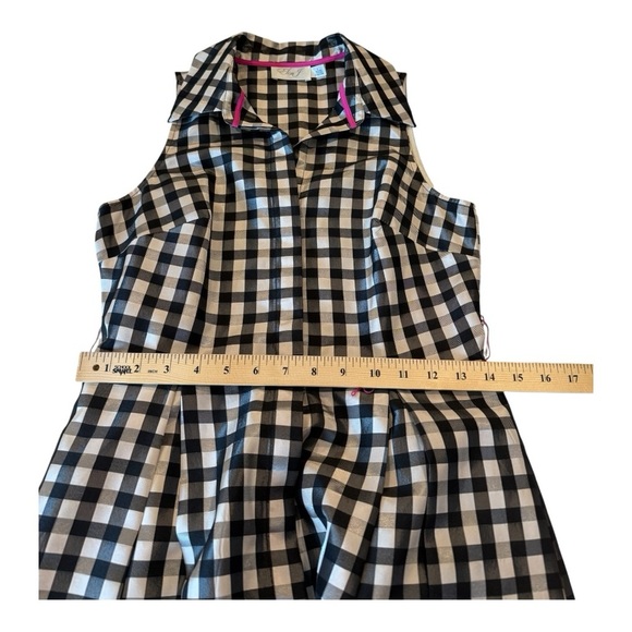 Eliza J Gingham Checkered Hot Pink Sash Button Down Sleeveless Dress NWOT 4 - Picture 7 of 16